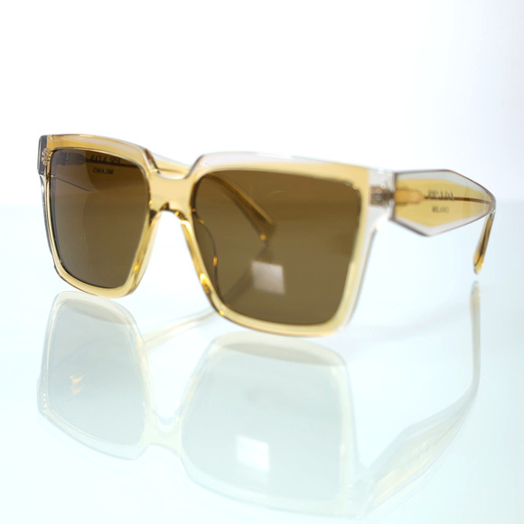 Prada Square Oversized Sunglasses - Ocher-Crystal Grey/Dark Brown - NIB - Picture 6 of 10